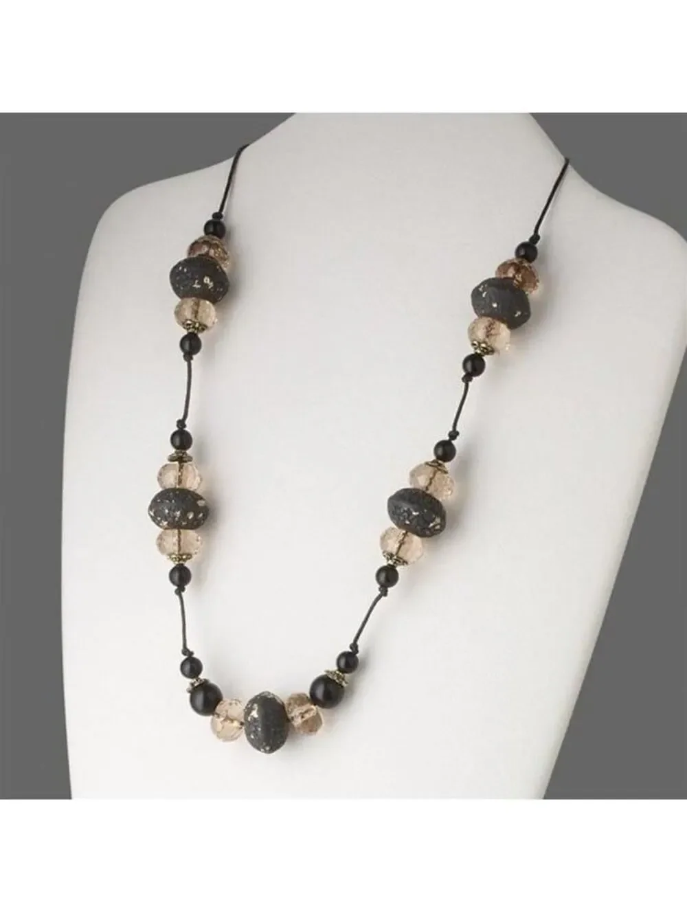 Y2K 90s Mixed Media Grey Champagne Black Beaded 24